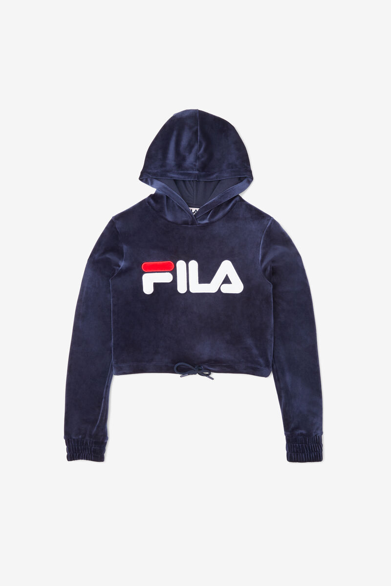 Fila Aitana Crop Velour Hoodie Hoodie Dam Marinblå Vita Röda | dkguKwDWstu