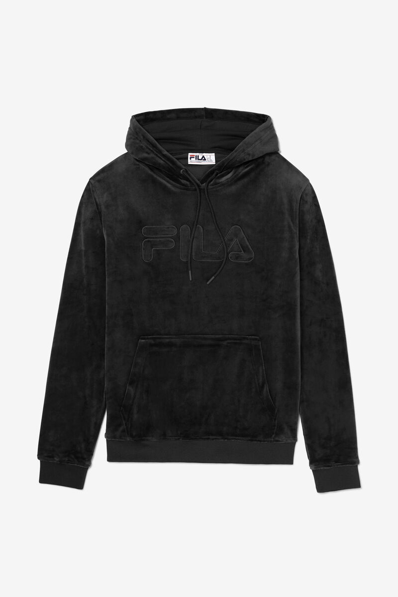 Fila Asher Velour Hoodie Hoodie Herr Svarta | LtaKa1u2DXH