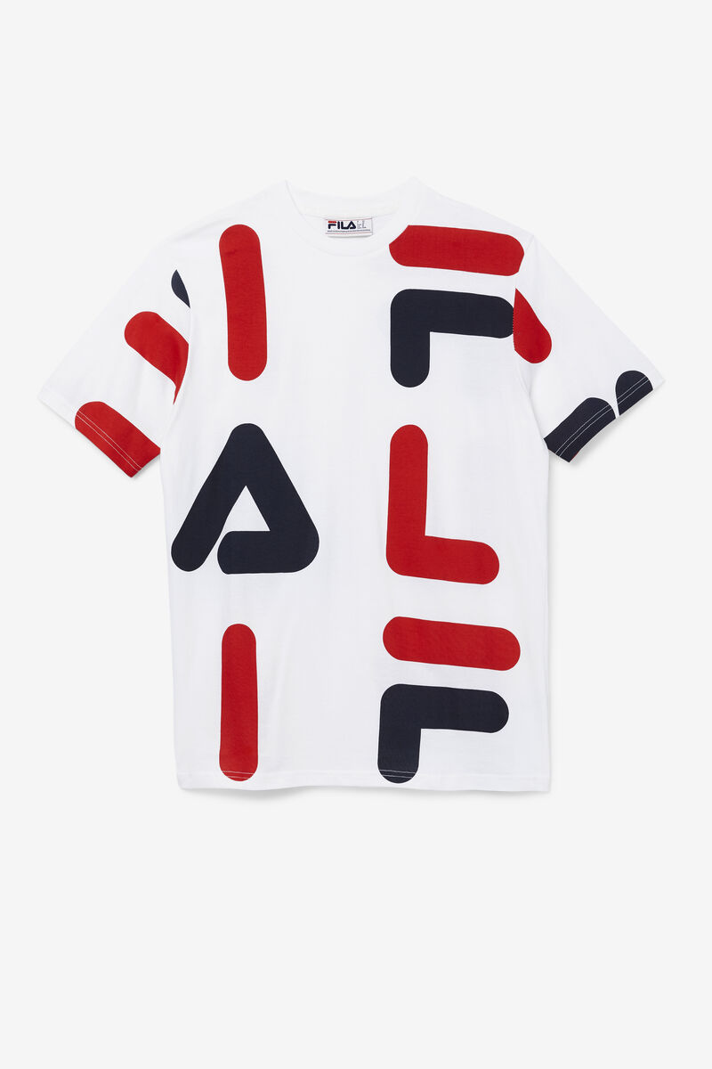 Fila Bennet T-shirt Herr Vita Röda Marinblå | fSORoC5XHZM