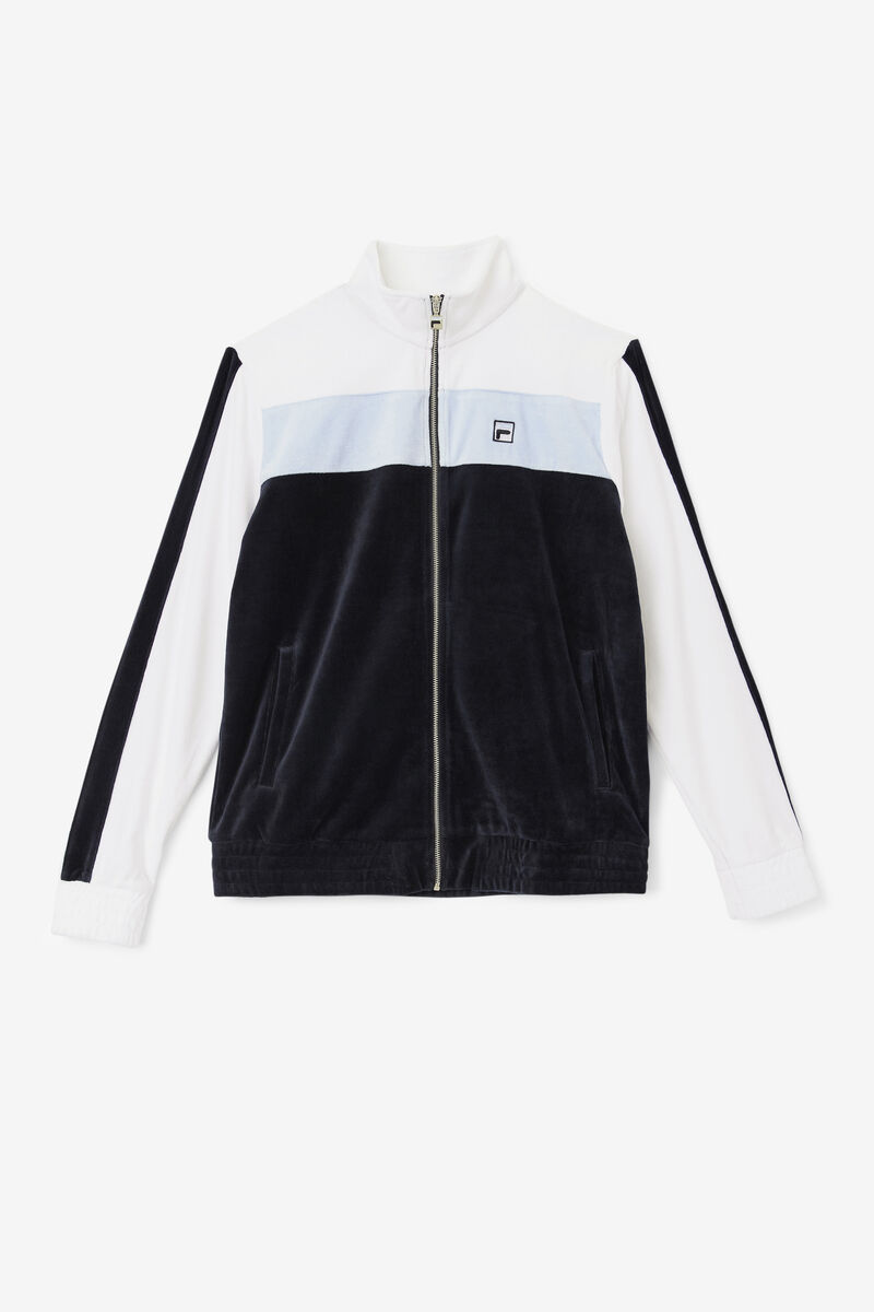Fila Brice Velour Jacket Jacka Herr Svarta Vita | zbPFlSSbgBz