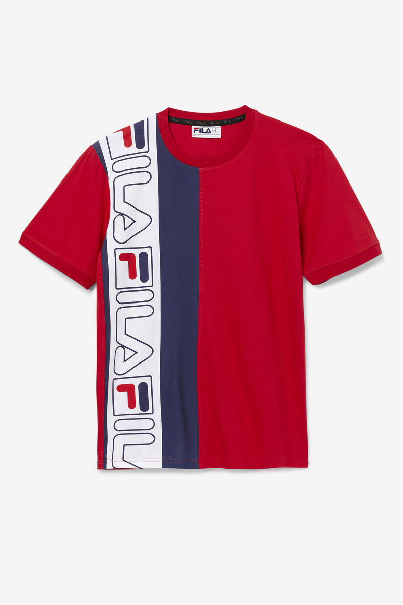 Fila Dixon T-shirt Herr Röda Marinblå Vita | bjqCphBIvxu