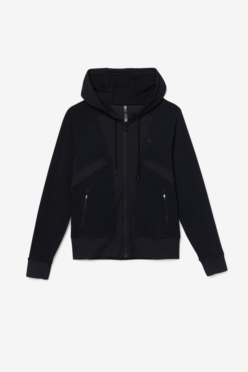 Fila Fi-lux Texture Full Zip Hoodie Jacka Dam Svarta | FWR8QLqiljz