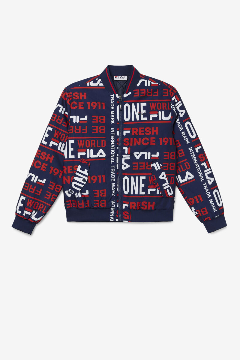 Fila Gionata Jacket Jacka Herr Marinblå Röda Vita | b92Lrkj9dQR