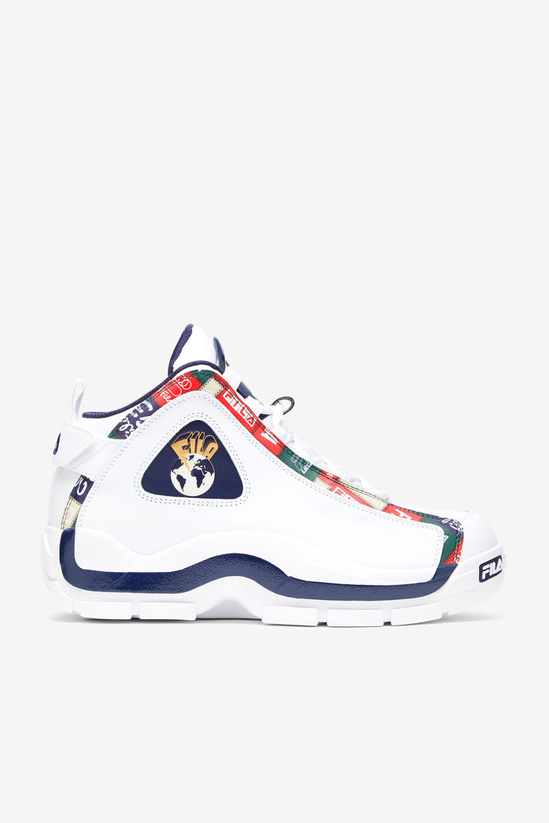 Fila Grant Hill 2 Patchwork Shoes | Fila Sneakers Herr Vita Marinblå Röda | 7MhWggCeWZV