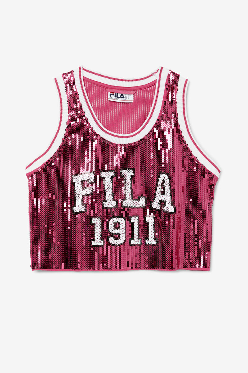 Fila Kiki Glam Crop Jersey T-shirt Dam Röda | MV164RBLmBq