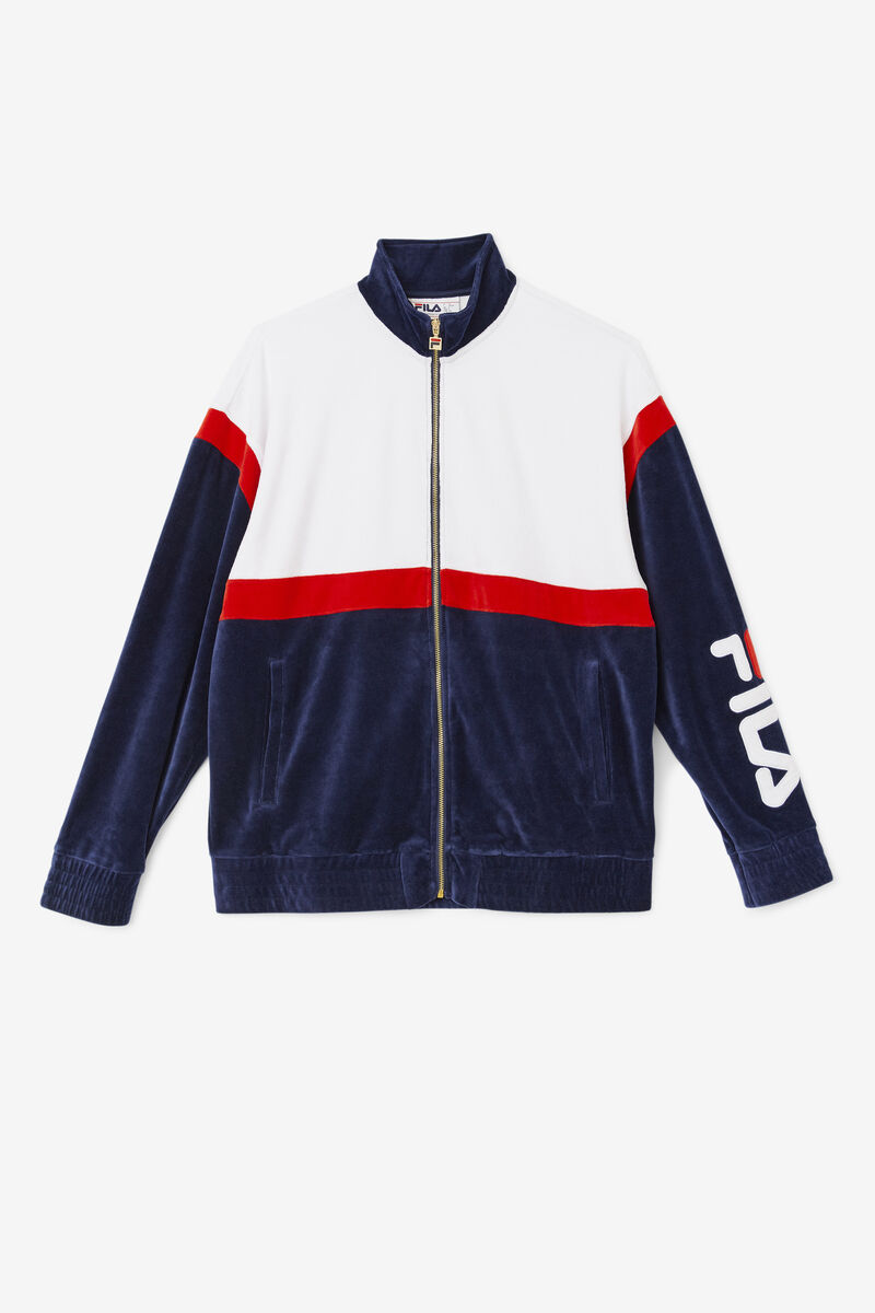 Fila Mansur Velour Jacket Jacka Herr Marinblå Vita Röda | 9nxTtrKoQYV