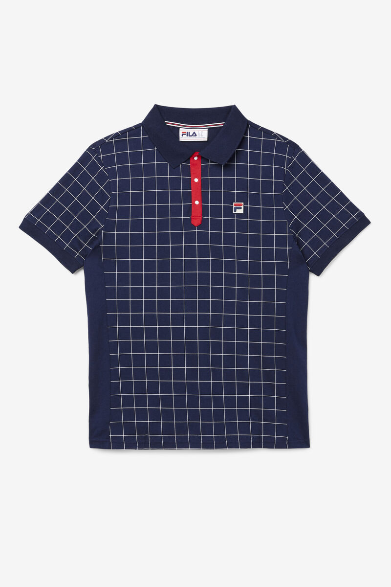 Fila Nile Polo Polo Shirt Herr Marinblå Vita Röda | Cz8B6a1oF4n
