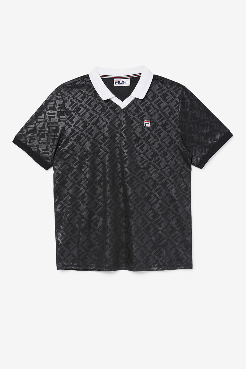 Fila Paxton Johnny Collar Polo Polo Shirt Herr Svarta Vita | ZhrfvFFgcKm