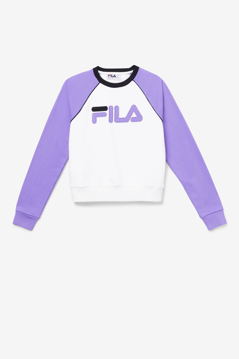 Fila Riccarda Sweatshirt Tröjor Dam Vita Lila Svarta | 1TDWsqtx8gY