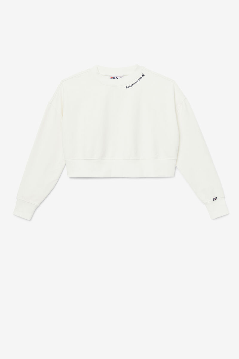 Fila Vitalia Cropped Crew Tröjor Dam Vita Marinblå | YoDdbnY7L13