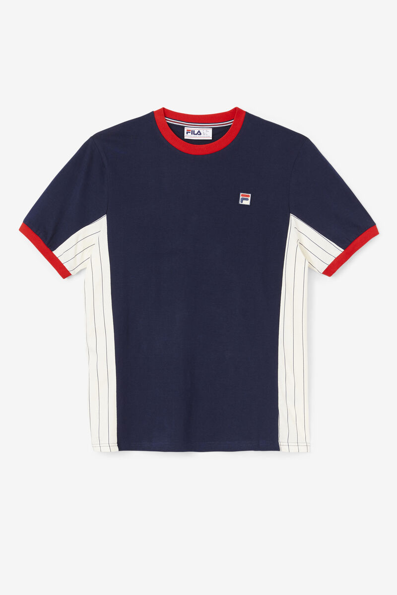 Fila Warner T-shirt Herr Marinblå Vita Röda | GZ3LtH8w9Rx