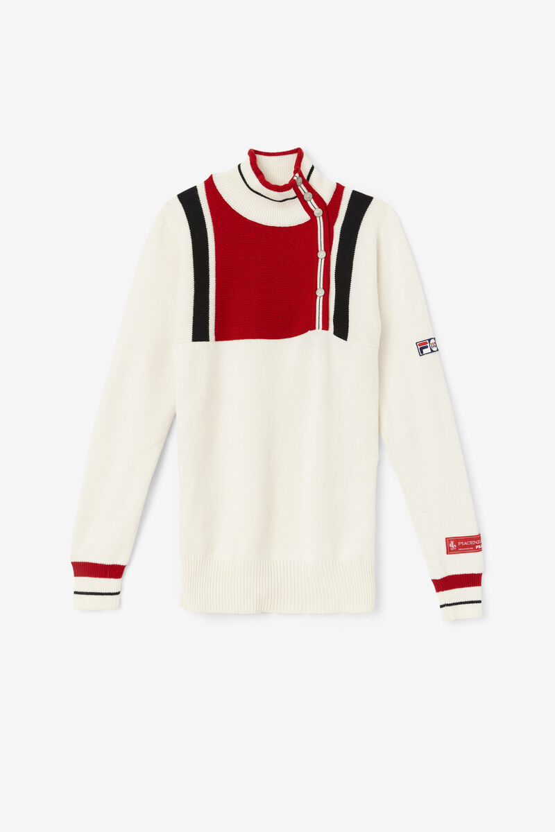 Fila 110 White Rock Button Fly Cashmere Jumper Tröjor Dam Vita Röda Marinblå | o7qMswxNIw8