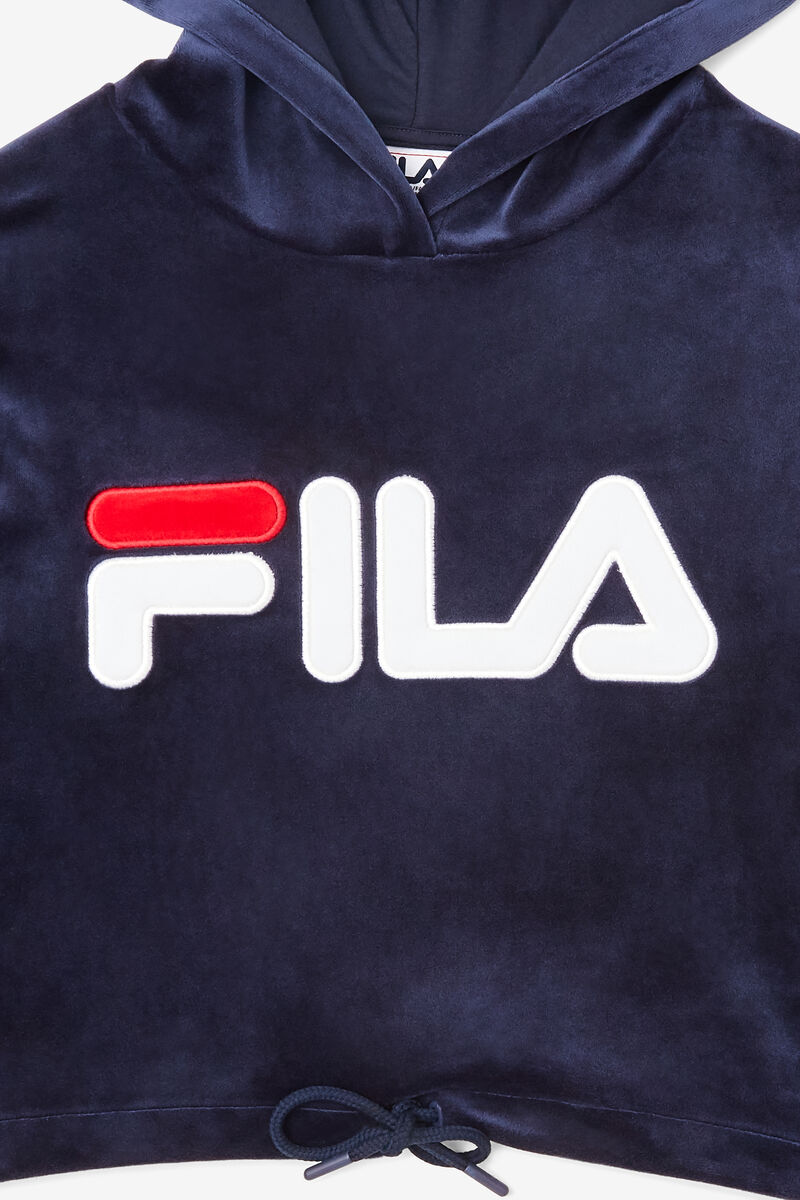 Fila Aitana Crop Velour Hoodie Hoodie Dam Marinblå Vita Röda | dkguKwDWstu