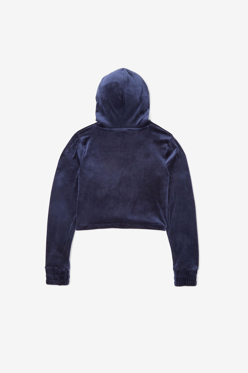Fila Aitana Crop Velour Hoodie Hoodie Dam Marinblå Vita Röda | dkguKwDWstu