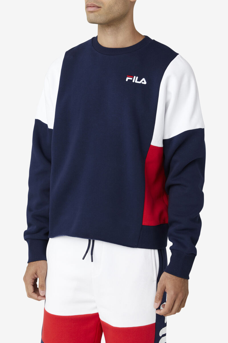 Fila Alwyn Crew Tröjor Herr Marinblå Vita Röda | 7EXiQUuZWhL