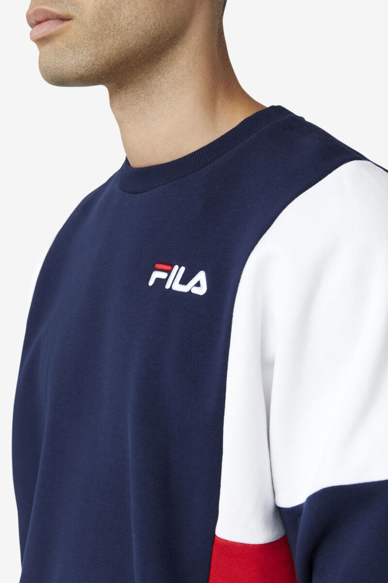Fila Alwyn Crew Tröjor Herr Marinblå Vita Röda | 7EXiQUuZWhL