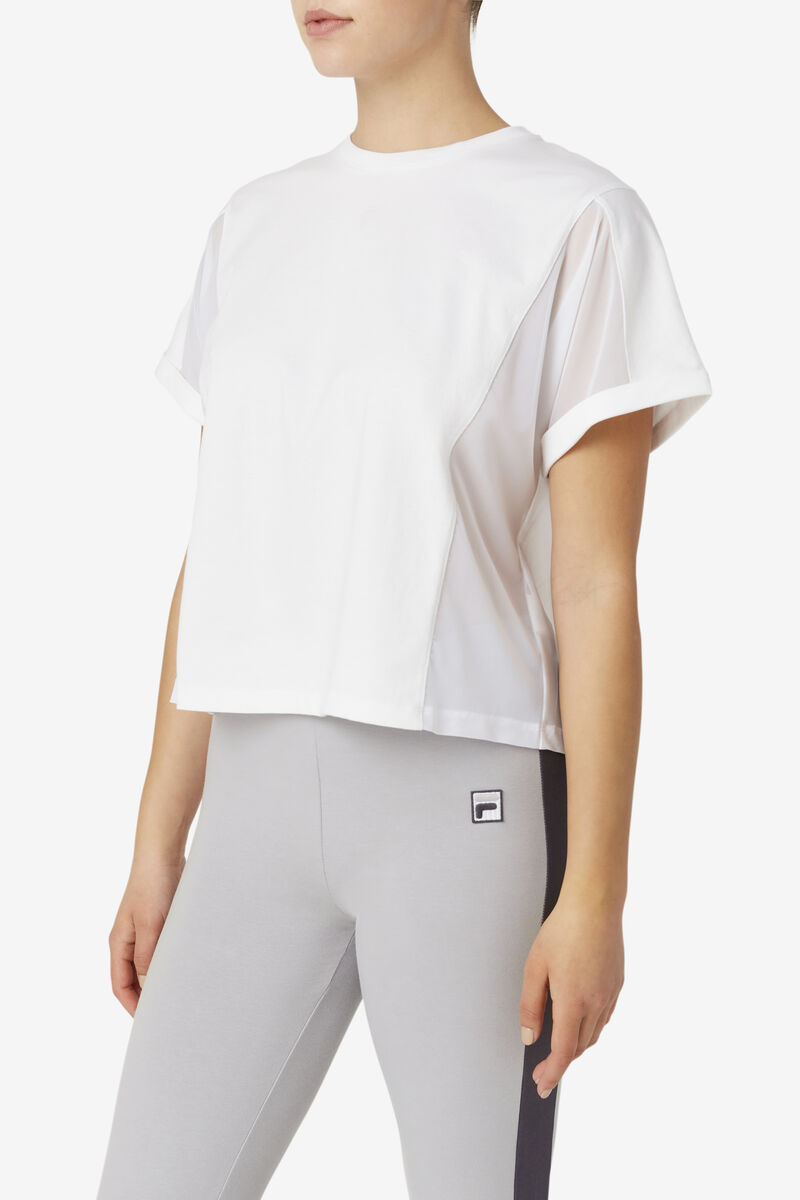 Fila Amytis Mesh Panel T-shirt Dam Vita | kTOKDkaWt5K