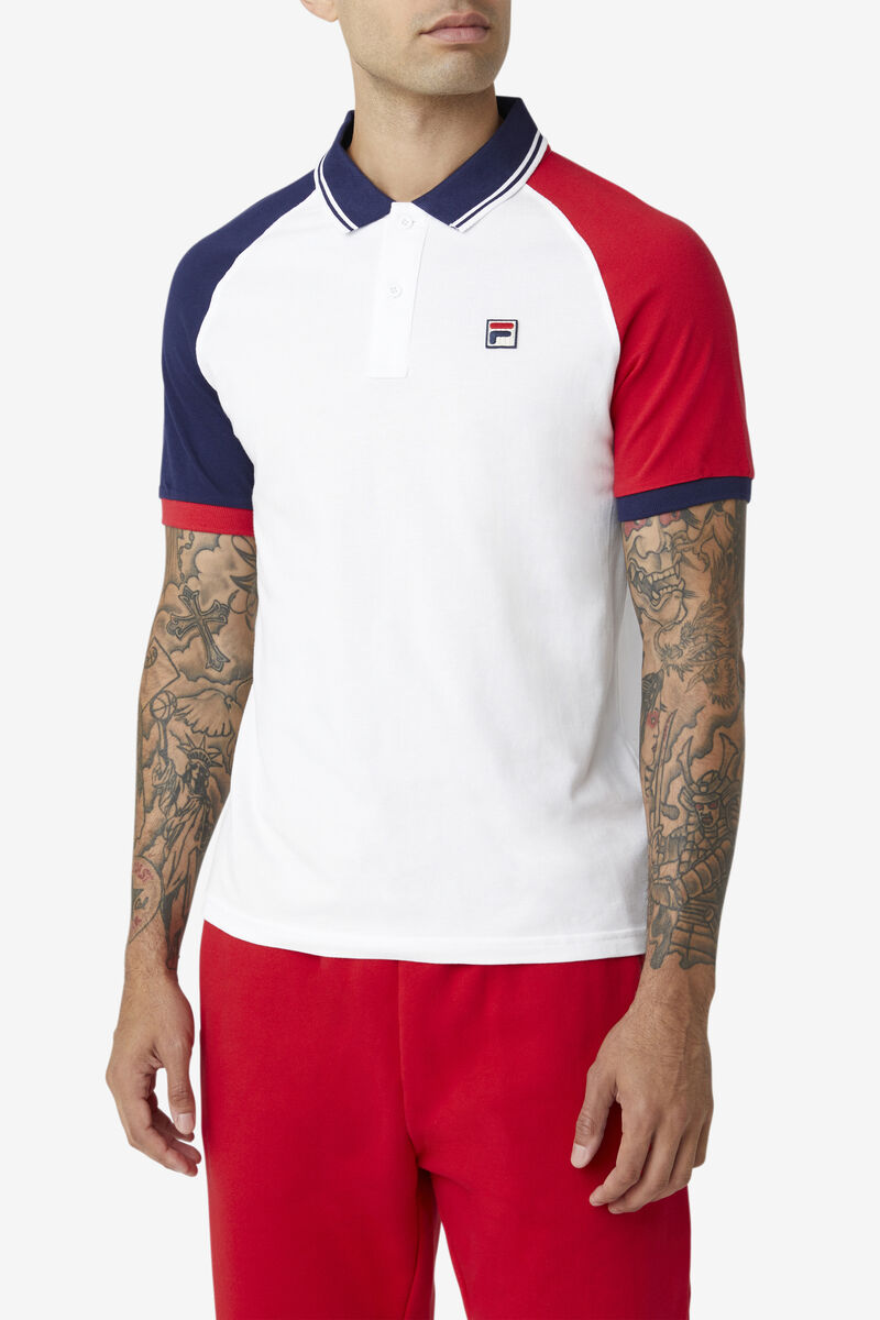 Fila Apollo Polo Polo Shirt Herr Vita Marinblå Röda | bL89P7oVyPq