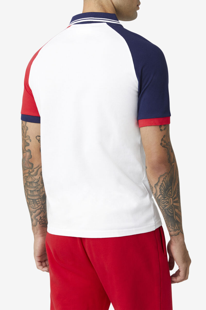 Fila Apollo Polo Polo Shirt Herr Vita Marinblå Röda | bL89P7oVyPq