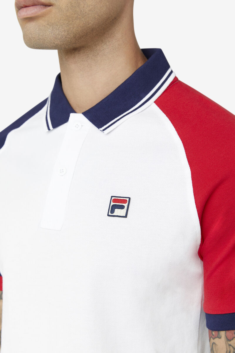 Fila Apollo Polo Polo Shirt Herr Vita Marinblå Röda | bL89P7oVyPq