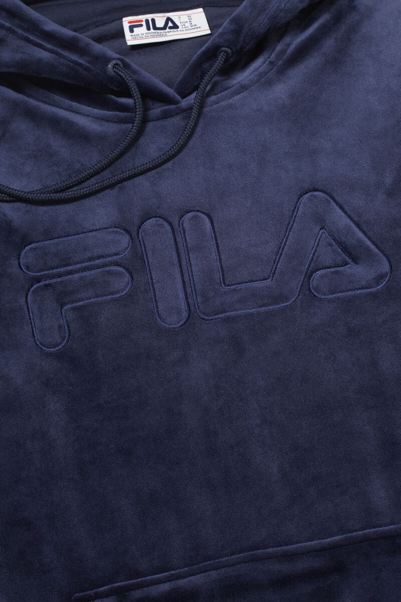 Fila Asher Velour Hoodie Hoodie Herr Marinblå | IYE2kjmAWTA
