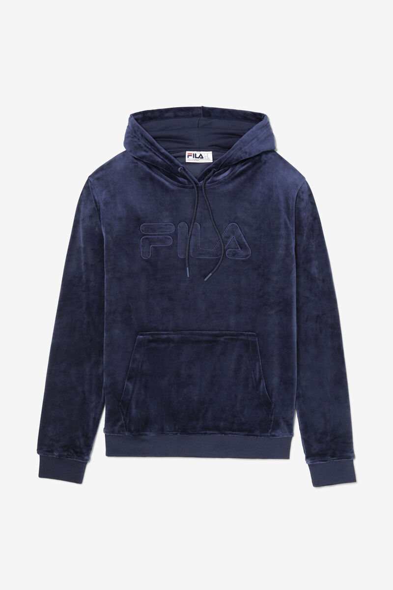 Fila Asher Velour Hoodie Hoodie Herr Marinblå | IYE2kjmAWTA