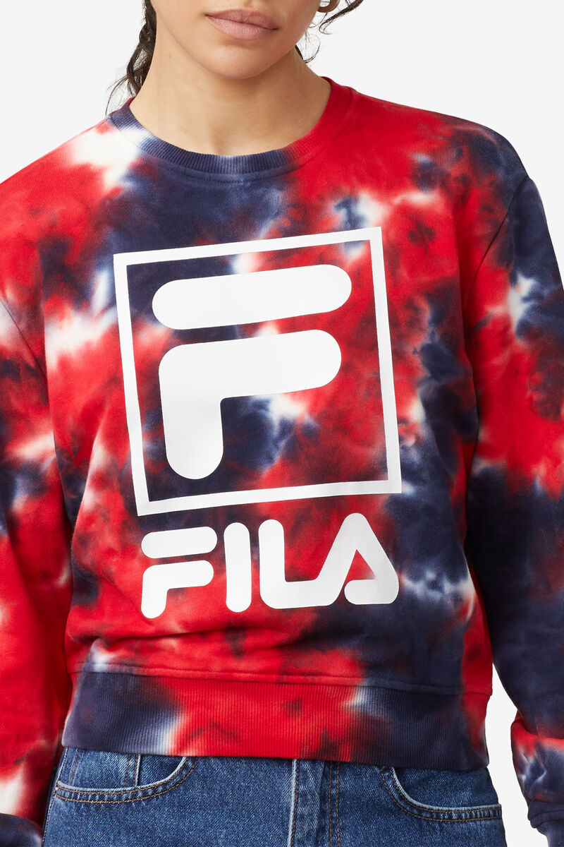 Fila Ashley Tie Dye Sweatshirt Tröjor Dam Marinblå Röda | GH5vUtJJuqi