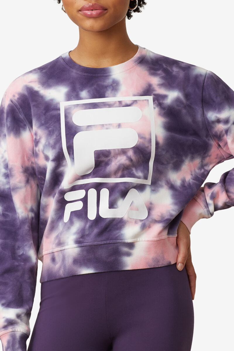 Fila Ashley Tie Dye Sweatshirt Tröjor Dam Lila Rosa | kwqUzoUGU9B