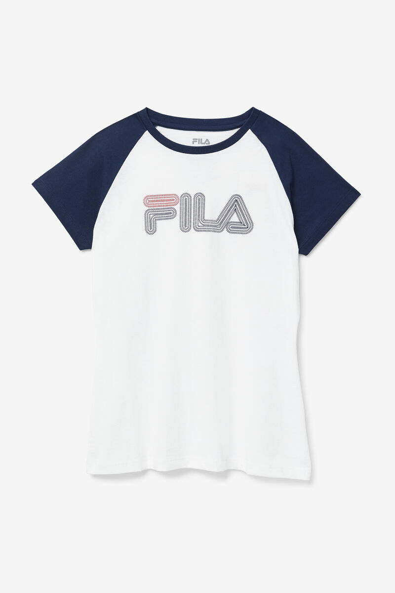 Fila Baseball T-shirt Dam Vita Marinblå | QDLE2cnUhZs