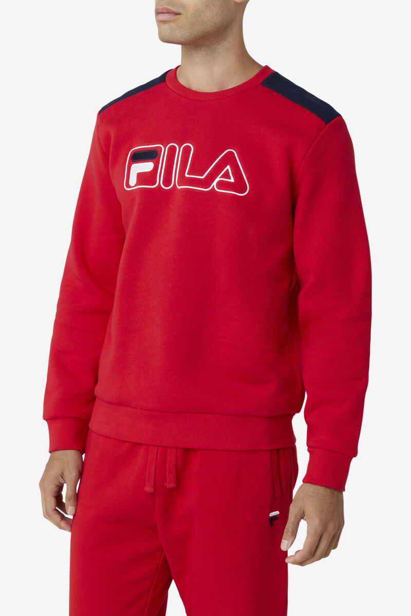 Fila Basil 2 Crew Tröjor Herr Röda Marinblå Vita | mInEHbyQjzx