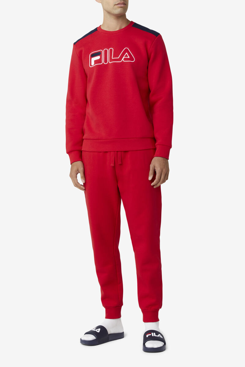 Fila Basil 2 Crew Tröjor Herr Röda Marinblå Vita | mInEHbyQjzx