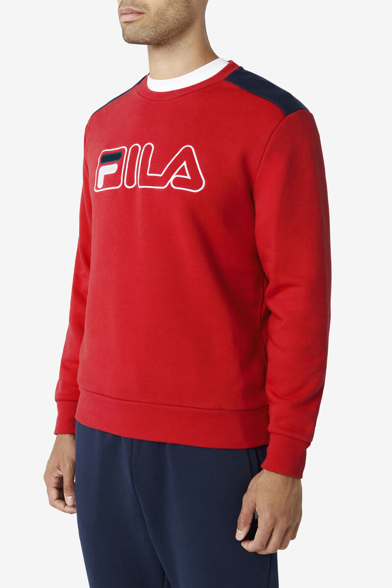 Fila Basil 2 Crew Tröjor Herr Röda Marinblå Vita | mInEHbyQjzx