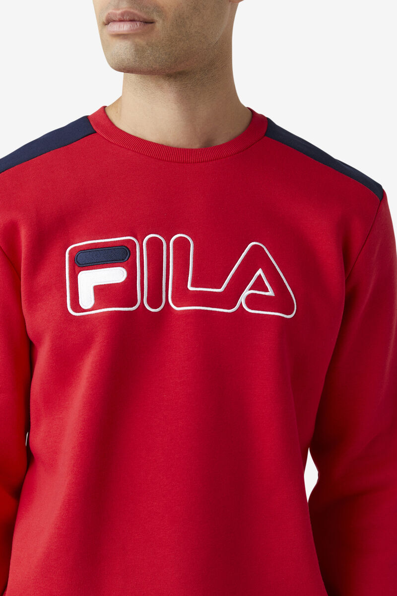 Fila Basil 2 Crew Tröjor Herr Röda Marinblå Vita | mInEHbyQjzx