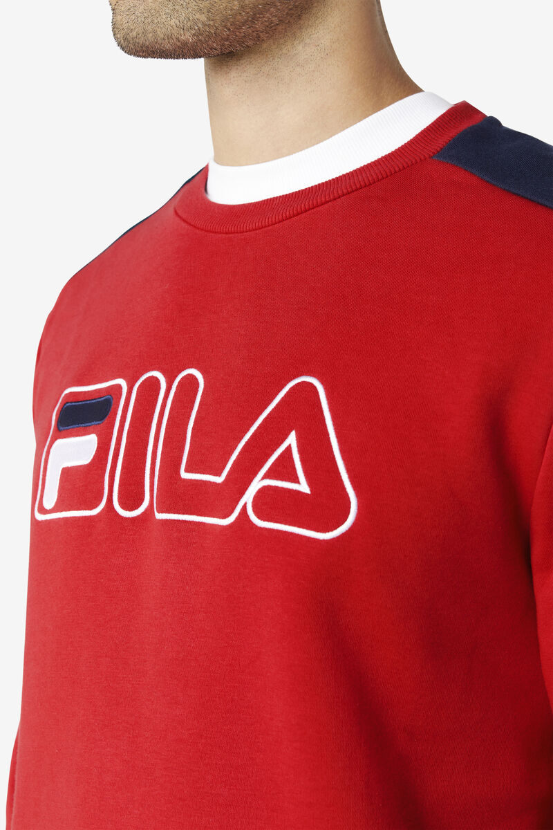 Fila Basil 2 Crew Tröjor Herr Röda Marinblå Vita | mInEHbyQjzx