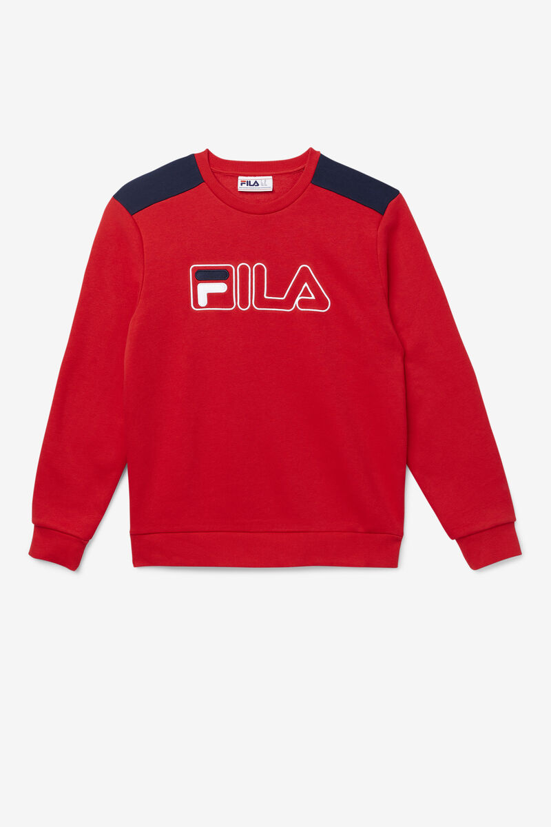 Fila Basil 2 Crew Tröjor Herr Röda Marinblå Vita | mInEHbyQjzx