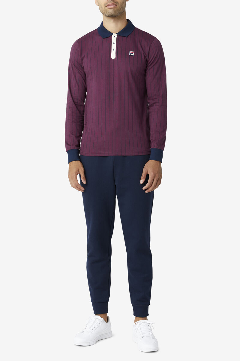 Fila Bb2 Long Sleeve Polo Polo Shirt Herr Marinblå | QikegBtN86w