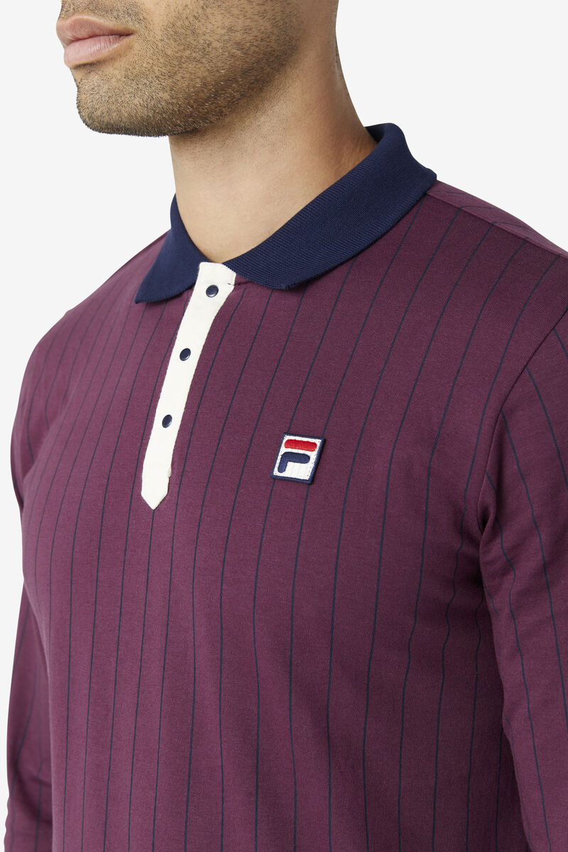 Fila Bb2 Long Sleeve Polo Polo Shirt Herr Marinblå | QikegBtN86w