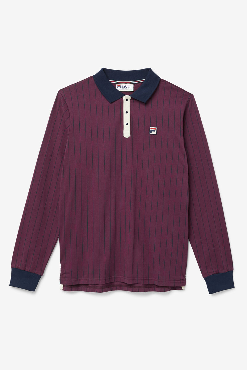 Fila Bb2 Long Sleeve Polo Polo Shirt Herr Marinblå | QikegBtN86w