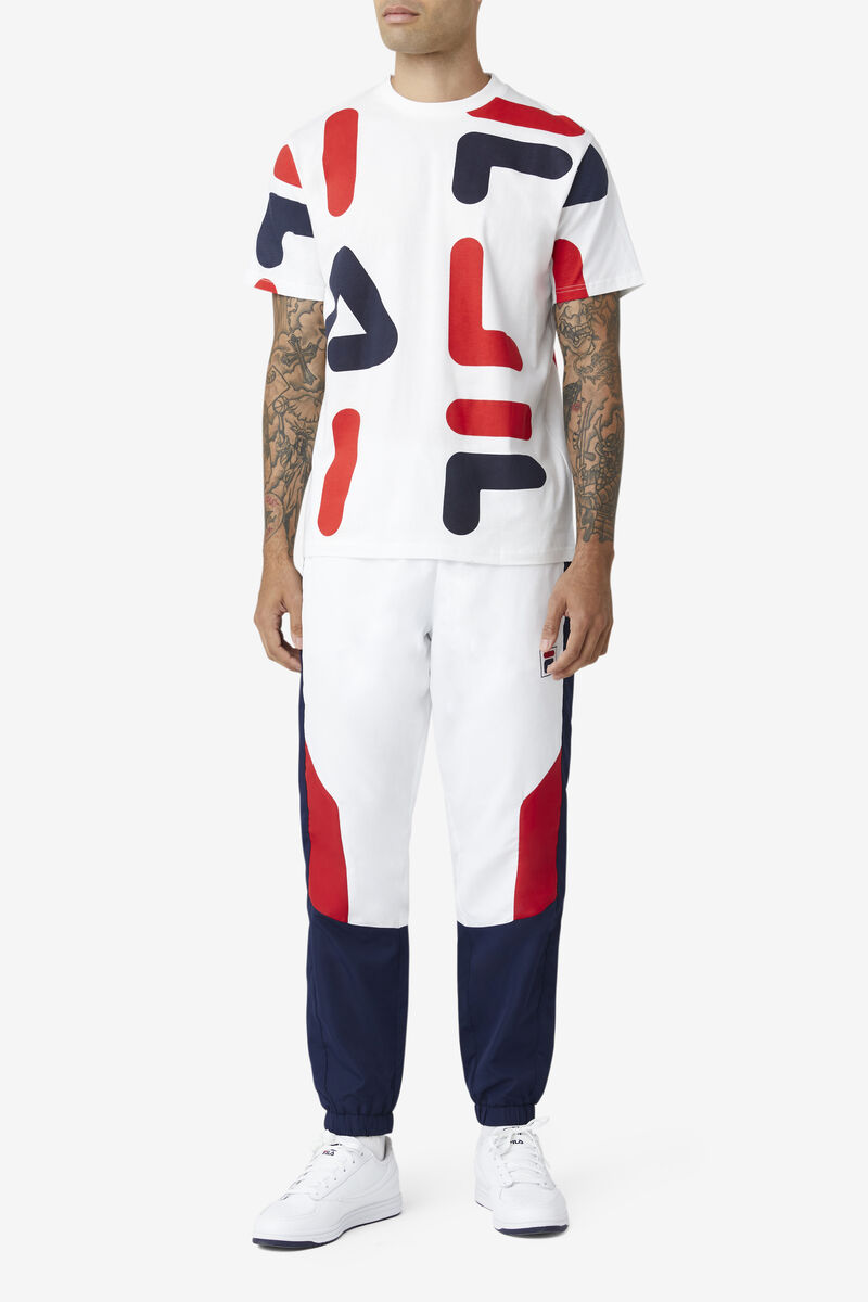 Fila Bennet T-shirt Herr Vita Röda Marinblå | fSORoC5XHZM