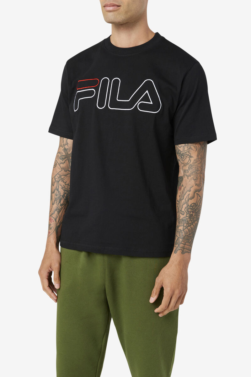 Fila Borough T-shirt Herr Svarta Vita Röda | 1ve7Gs8dJSs
