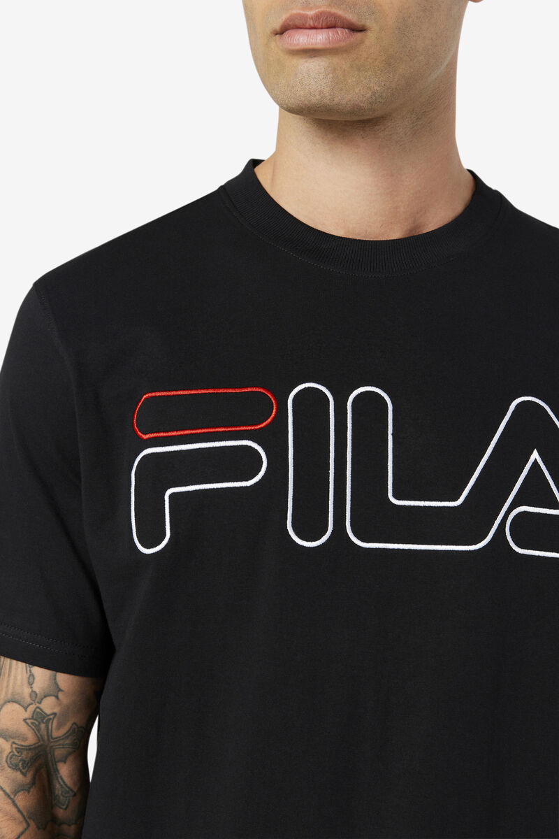 Fila Borough T-shirt Herr Svarta Vita Röda | 1ve7Gs8dJSs