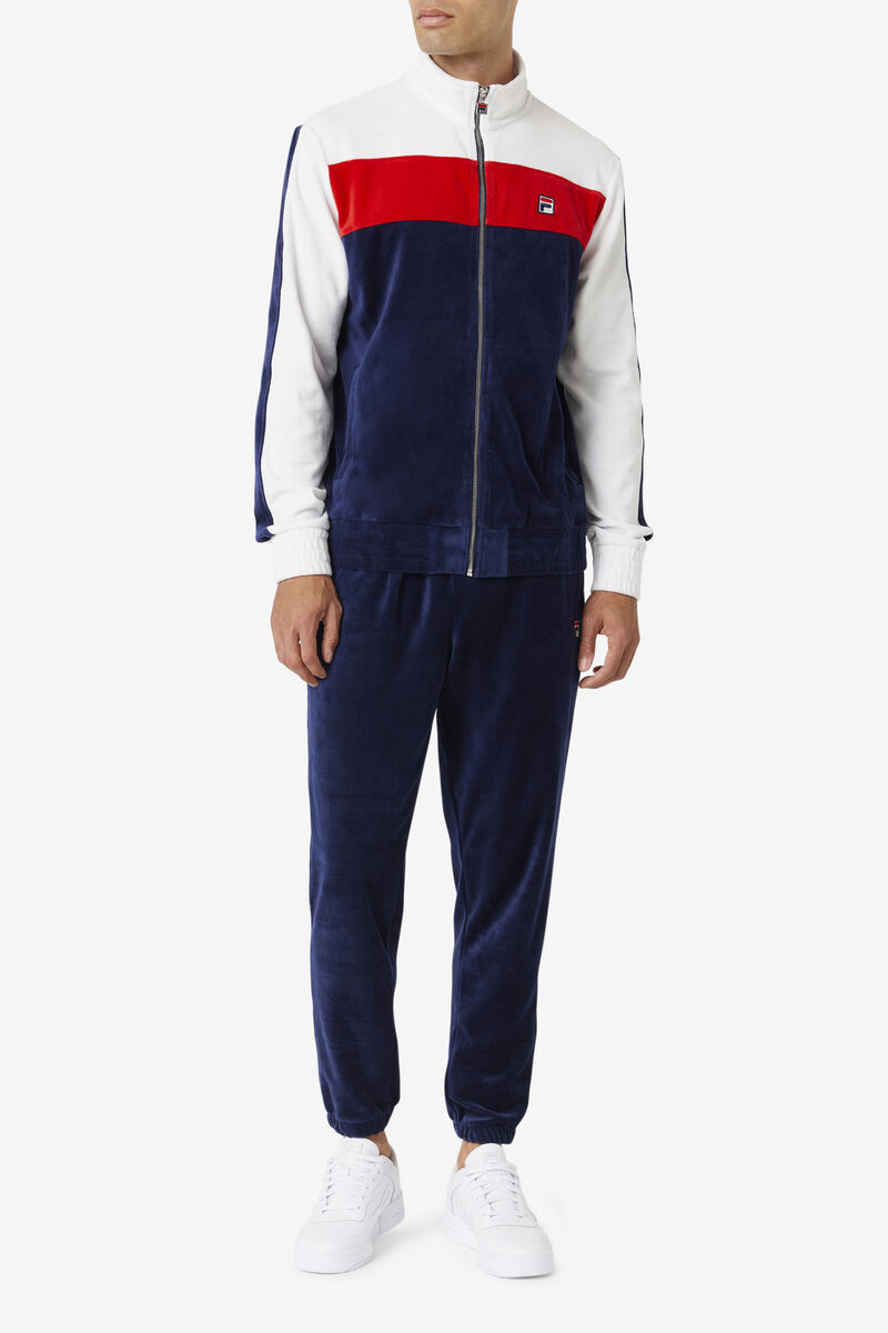 Fila Brice Velour Jacket Jacka Herr Marinblå Vita Röda | Ng7y33CCFYd