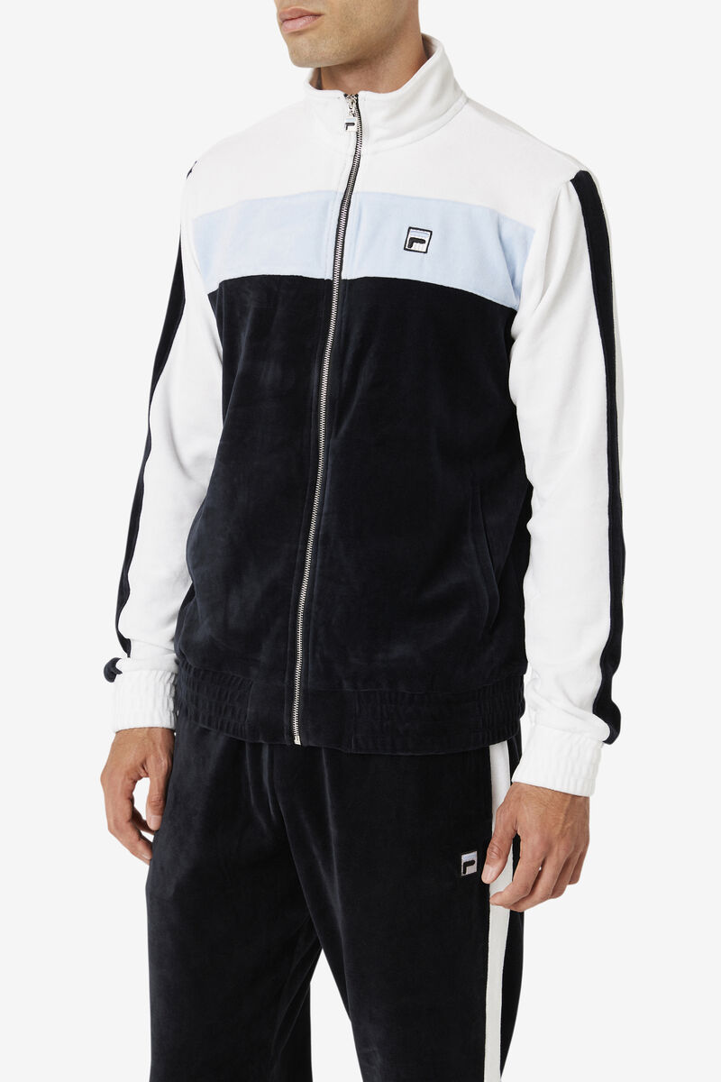 Fila Brice Velour Jacket Jacka Herr Svarta Vita | zbPFlSSbgBz