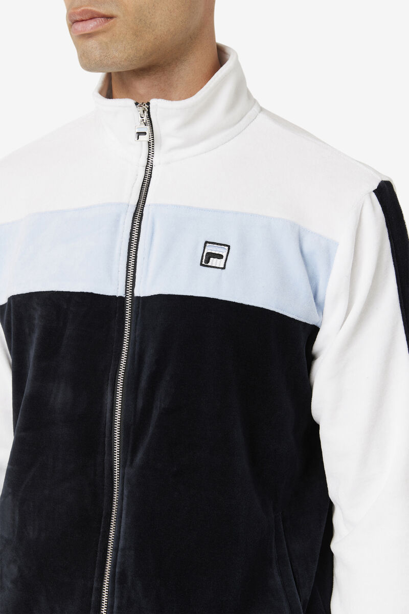 Fila Brice Velour Jacket Jacka Herr Svarta Vita | zbPFlSSbgBz