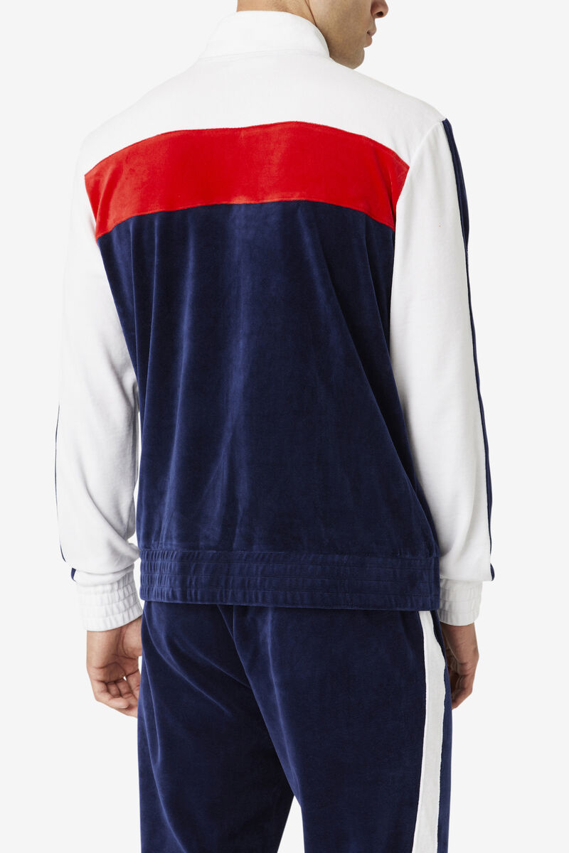Fila Brice Velour Jacket Träningsoverall Herr Marinblå Vita Röda | hq8YWQWnn18