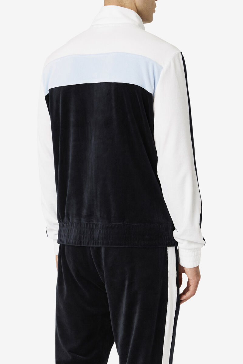 Fila Brice Velour Jacket Träningsoverall Herr Svarta Vita | xnCGa91JgHe