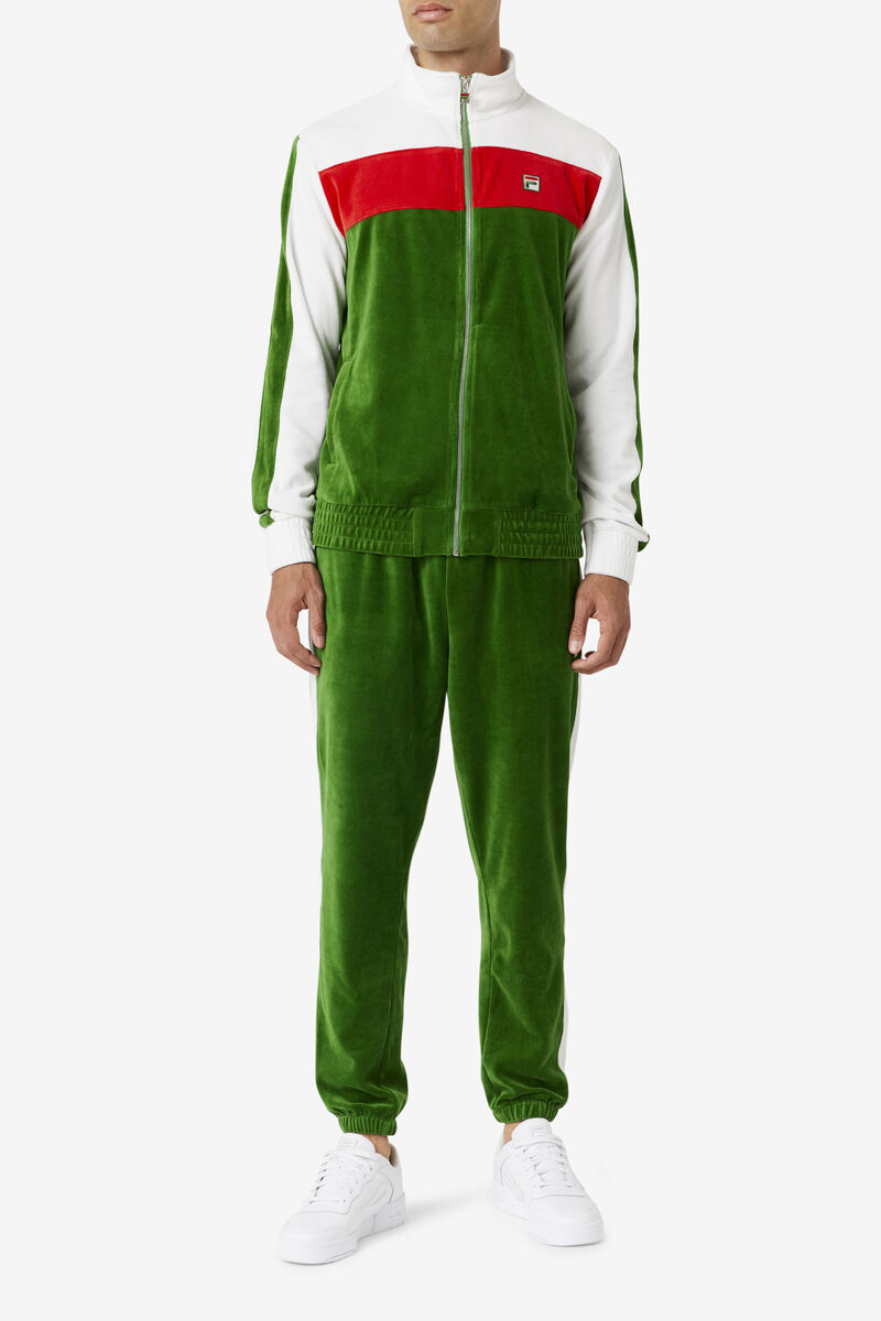 Fila Brice Velour Pant Träningsoverall Herr Vita Röda | d1sYIukumUy