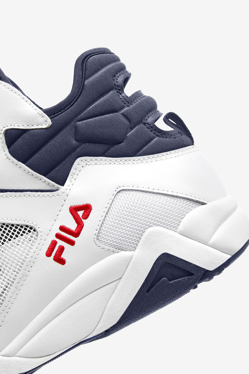 Fila Cage Mid Top Basketball Shoes | Fila Sneakers Herr Vita Röda Blå | zhjpgR4ISiI