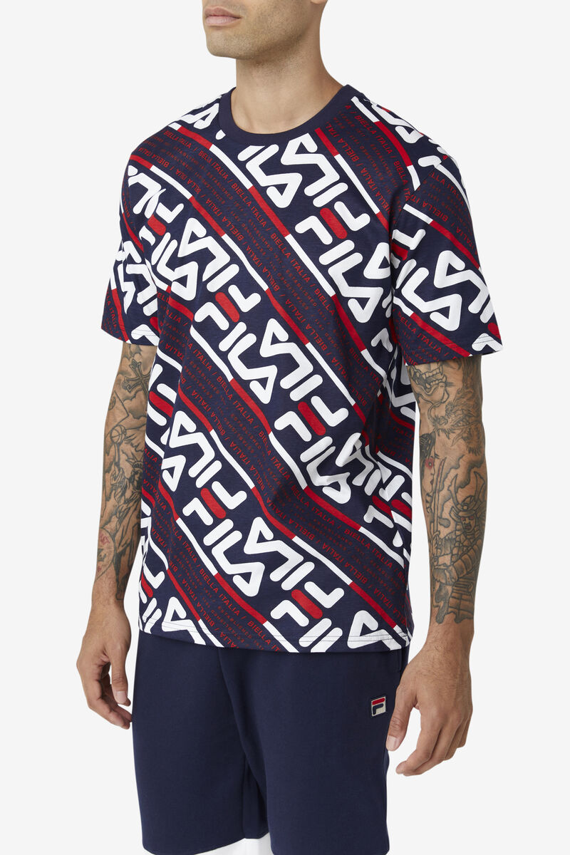 Fila Calvin T-shirt Herr Marinblå Vita Röda | Et9bB7B5qTS