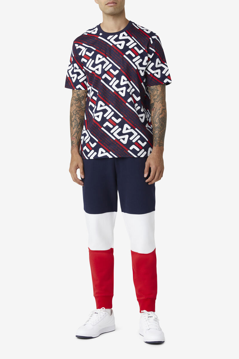 Fila Calvin T-shirt Herr Marinblå Vita Röda | Et9bB7B5qTS